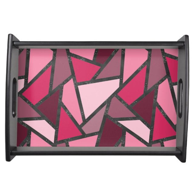 Shades of pink stained glass pattern serving tray (Front)