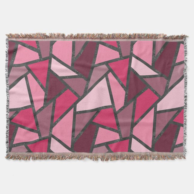 Shades of pink stained glass pattern throw blanket (Front)