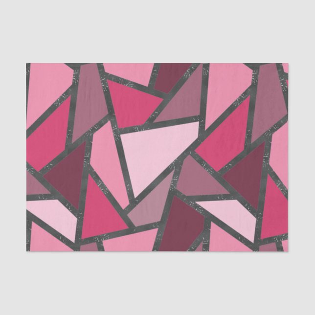 Shades of pink stained glass pattern tissue paper (Front)