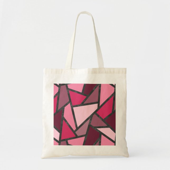 Shades of pink stained glass pattern tote bag (Front)