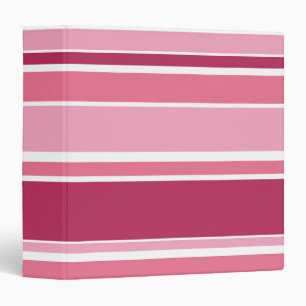 Shades of pink stripes 3 ring binder