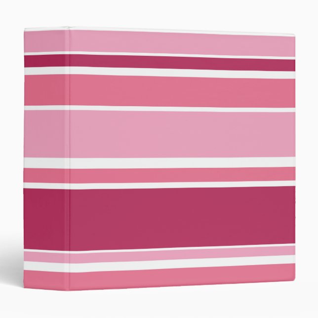 Shades of pink stripes 3 ring binder (Front/Spine)
