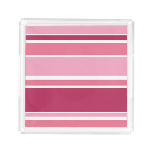 Shades of pink stripes acrylic tray