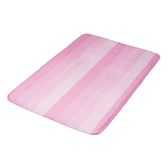 Shades of Pink Stripes Bathroom Mat (Angled)