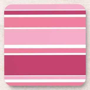 Shades of pink stripes beverage coaster