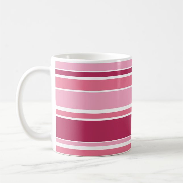 Shades of pink stripes coffee mug (Left)