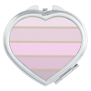 Shades of pink stripes gold beads vanity mirror