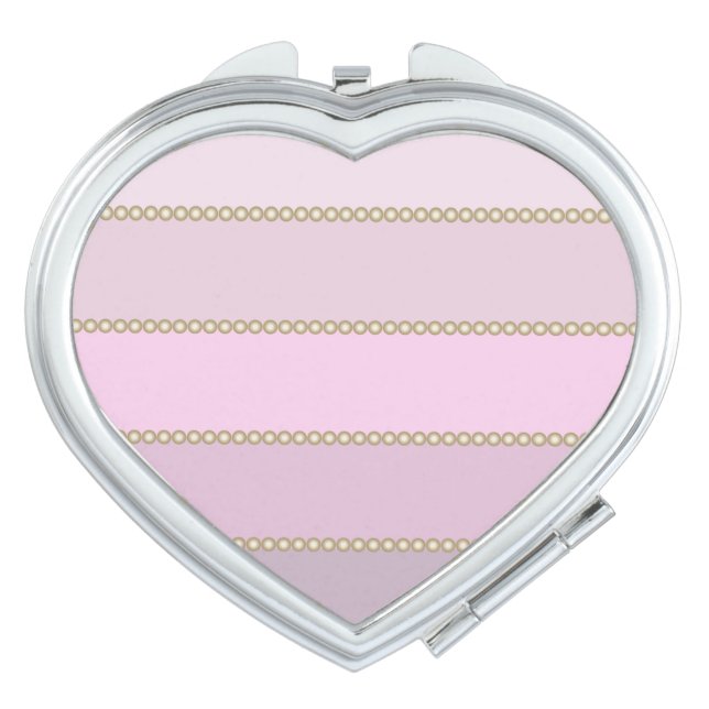 Shades of pink stripes gold beads vanity mirror (Front)