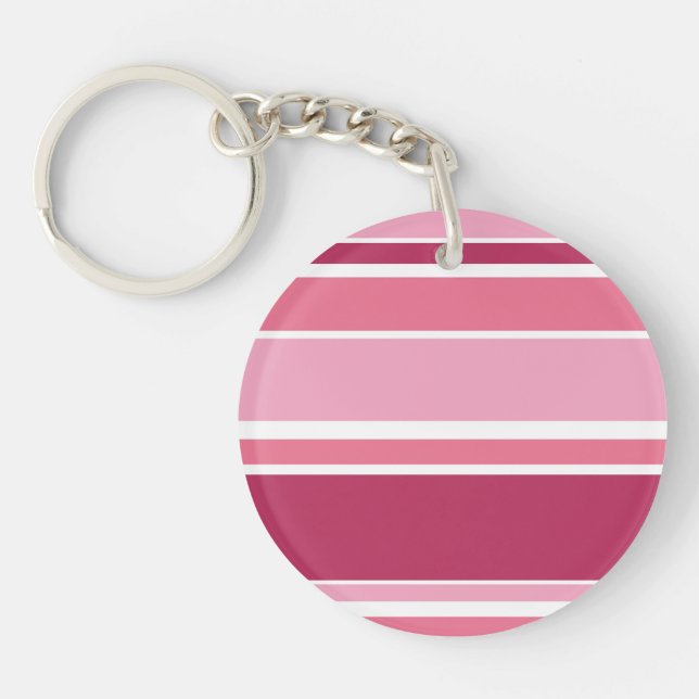 Shades of pink stripes keychain (Front)