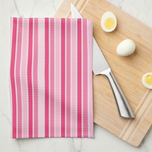 Shades of Pink Stripes Kitchen Towel (Quarter Fold)