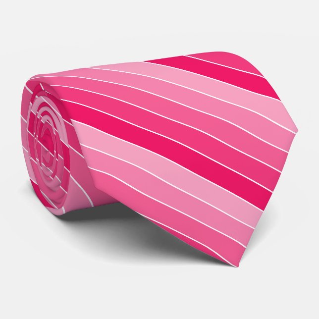 Shades of Pink Stripes  Neck Tie (Rolled)