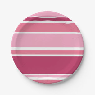 Shades of pink stripes paper plates