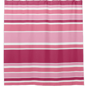 Shades of pink stripes shower curtain