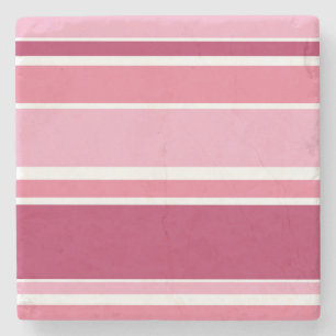 Shades of pink stripes stone coaster