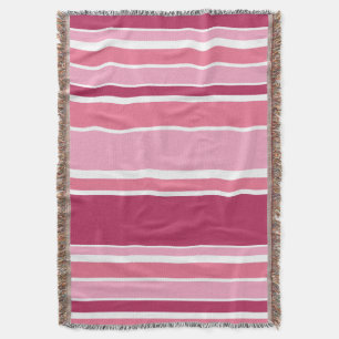 Shades of pink stripes throw blanket