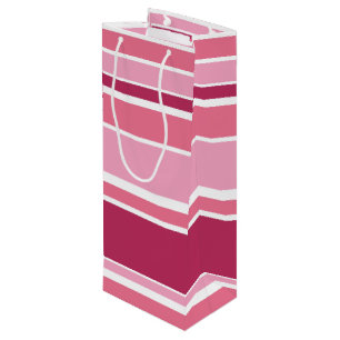 Shades of pink stripes wine gift bag