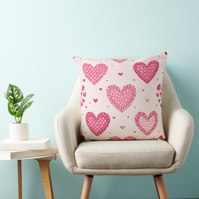 SHADES OF PINK VALENTINE CANDY HEARTS THROW PILLOW (Chair)