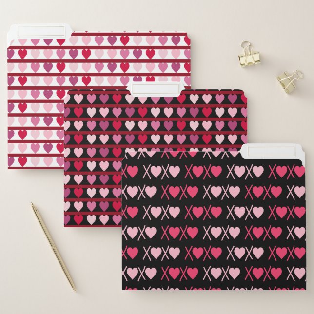 SHADES OF PINK VALENTINE LOVE HEARTS FILE FOLDER (Set)