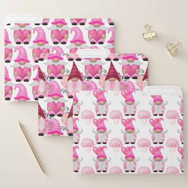 SHADES OF PINK VALENTINES DAY LOVE GNOMES FILE FOLDER (Set)