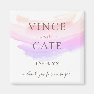 Shades of Pink Watercolor Splash Wedding Magnet