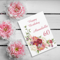Shades of Pink White Peony Flower Happy Birthday
