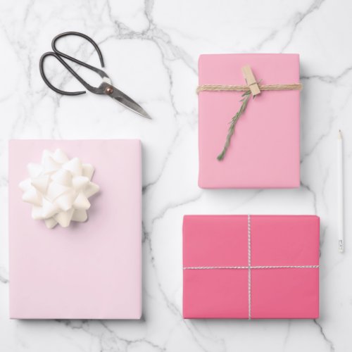 Shades of Pink Wrapping Paper Set of 3 Sheets