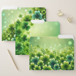 SHADES OF PRETTY GREEN IRISH SHAMROCKS FILE FOLDER