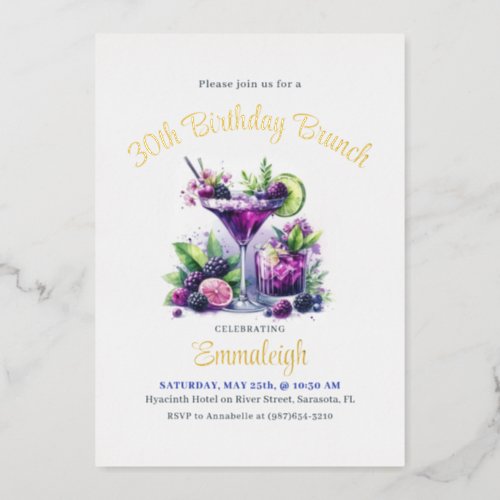 Shades of Purple A Blue_Violet Birthday Bash Foil Invitation