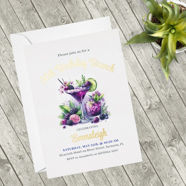 Shades of Purple: A Blue-Violet Birthday Bash Foil Invitation (Creator Uploaded)