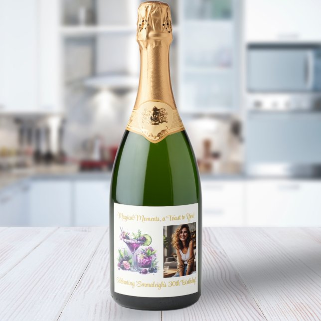 Shades of Purple: A Blue-Violet Birthday Bash Sparkling Wine Label (Creator Uploaded)