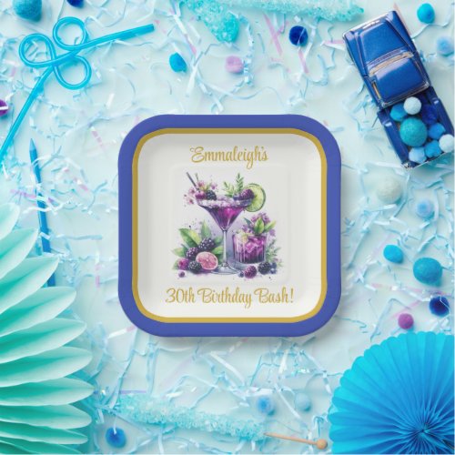 Shades of Purple A Blue_Violet Birthday Square Paper Plates