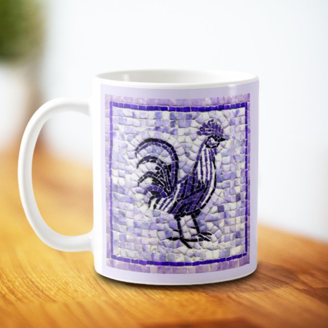 Shades of Purple and Black Mosaic Chicken Art Coffee Mug (Creator Uploaded)