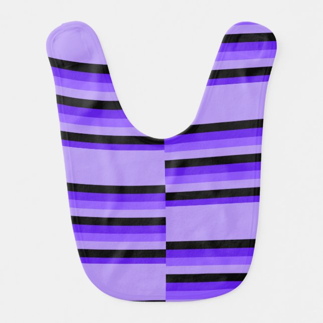 Shades of Purple and Black Stripes  Baby Bib (Front)