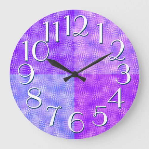 Shades of Purple and Blue Elegant Oversize Numbers Large Clock