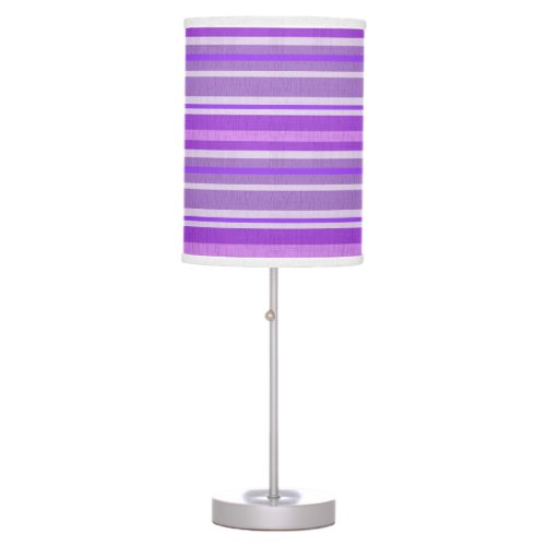 Shades of Purple and White Linen Look Stripes Table Lamp