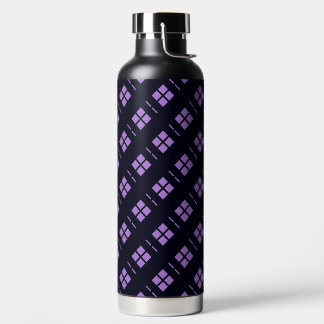 SHADES OF PURPLE & BLACK DIAMOND PATTERNS WATER BOTTLE