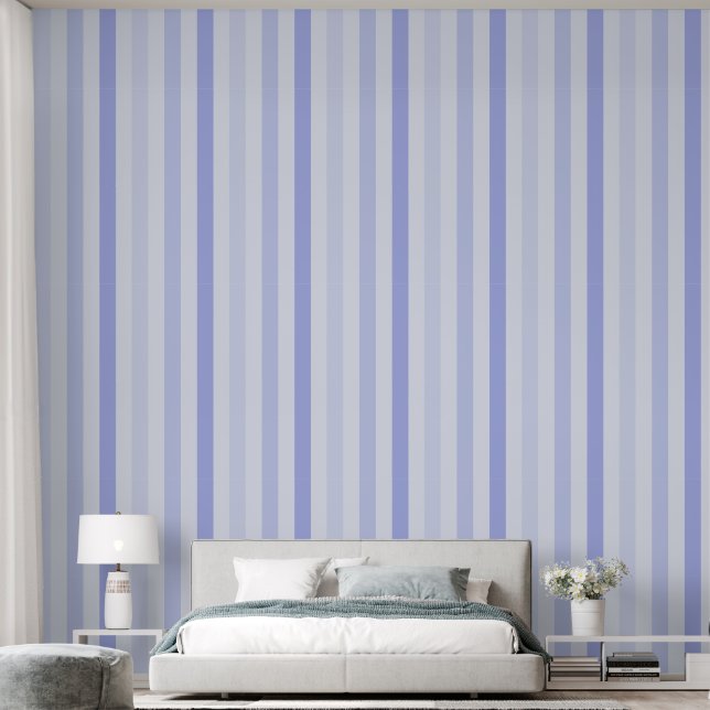 Shades of Purple Blue, Periwinkle Stripes Accent  Wallpaper (Bedroom)