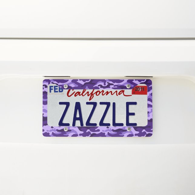 Shades of Purple Camouflage Style  License Plate Frame (On Car)