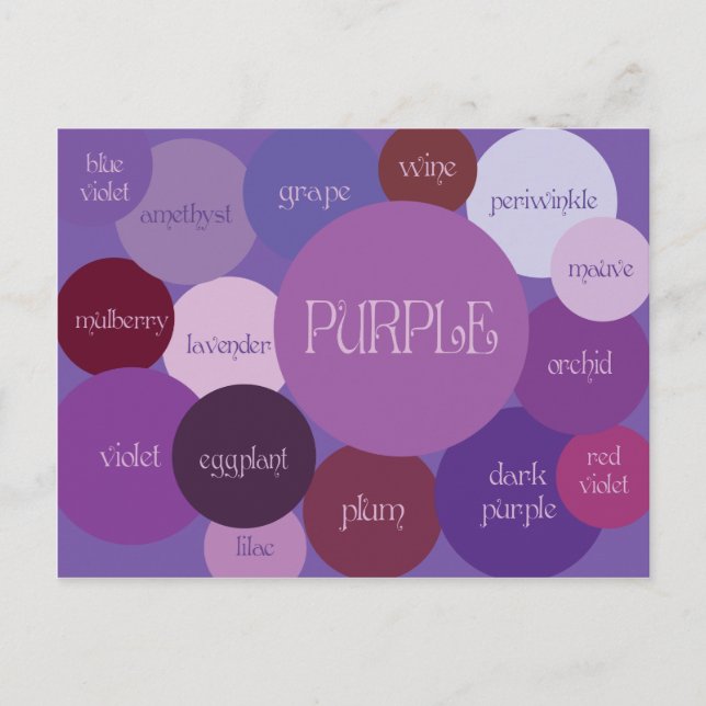 Shades of Purple Color Circles Postcard (Front)