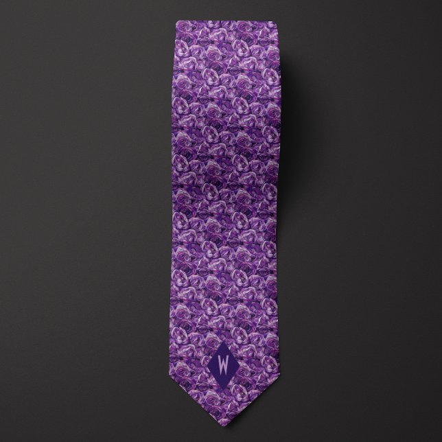 Shades of Purple Cubism Roses Neck Tie (Creator Uploaded)