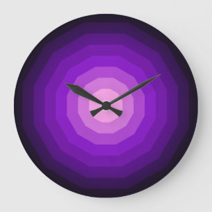 Shades of Purple Dodecagons Elegant Numberless Large Clock