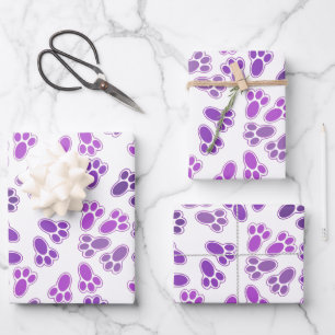 Shades of Purple Easter Bunny Feet Pattern Custom Wrapping Paper Sheets