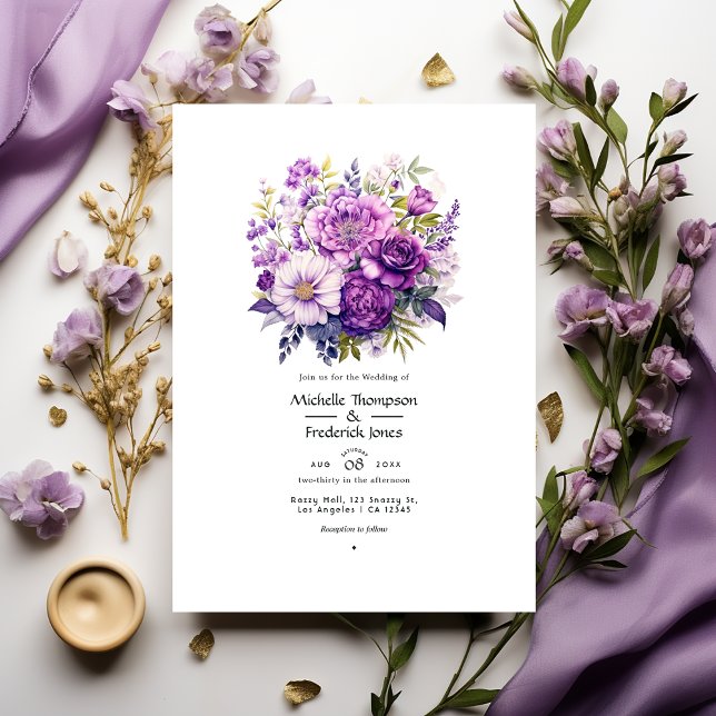 Shades of Purple Floral Wedding Invitation (Creator Uploaded)