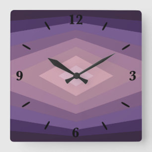 Shades Of Purple Geometric Abstract Art Square Wall Clock