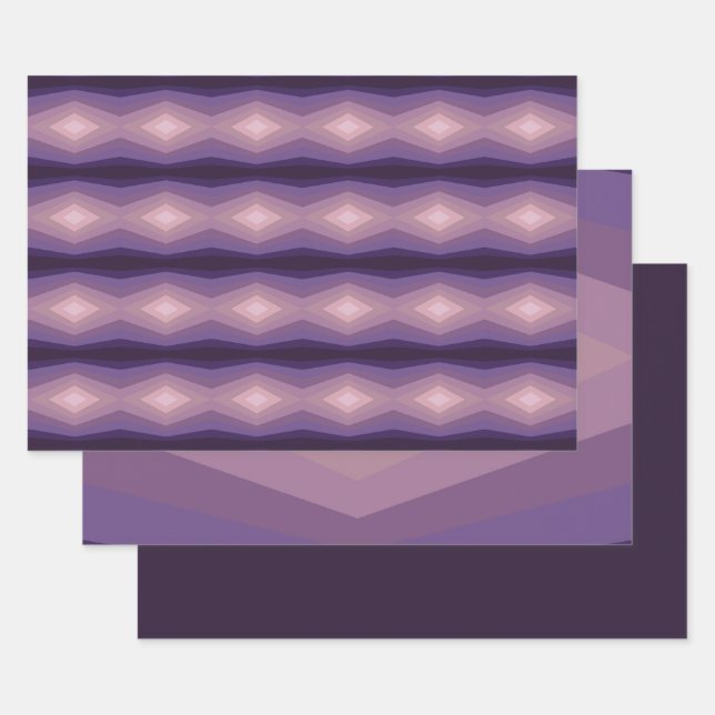 Shades Of Purple Geometric Abstract Art  Wrapping Paper Sheets (Set)