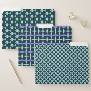 SHADES OF PURPLE & GREEN GEOMETRIC PATTERNS FILE FOLDER