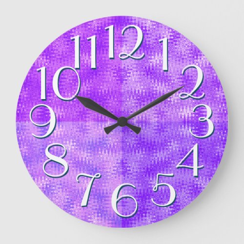 Shades of Purple Pattern Elegant Oversize Numbers Large Clock