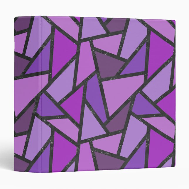 Shades of purple stained glass pattern 3 ring binder (Front/Spine)
