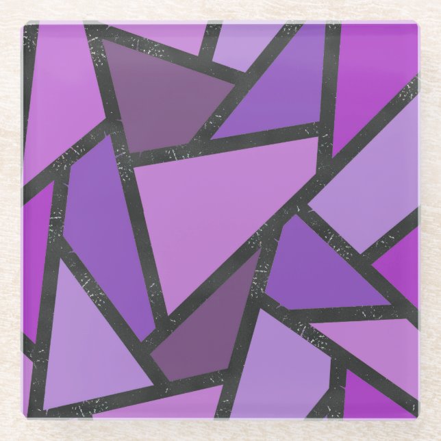 Shades of purple stained glass pattern coaster (Front)