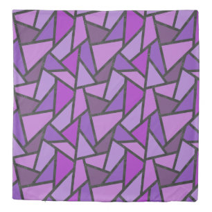 Shades of purple stained glass pattern duvet cover